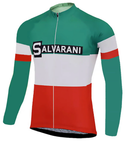 Maillot Classique Vintage Salvarani Champion d'Italie Manches Longues Doublé - Vintage Cycling