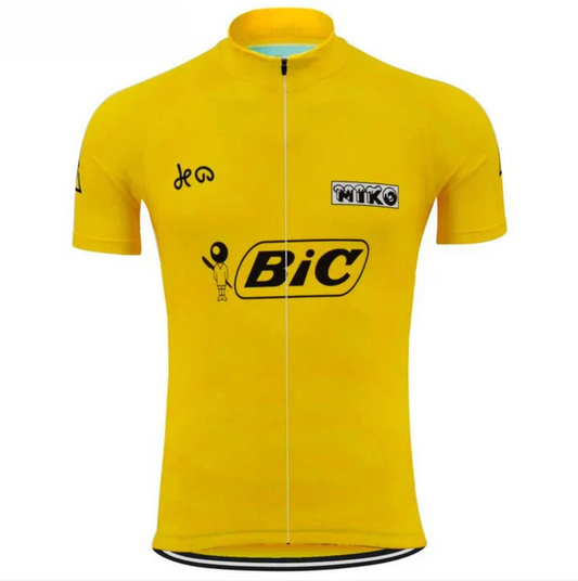 Maillot Cycliste Vintage BIC Jaune 1973 - Vintage Cycling