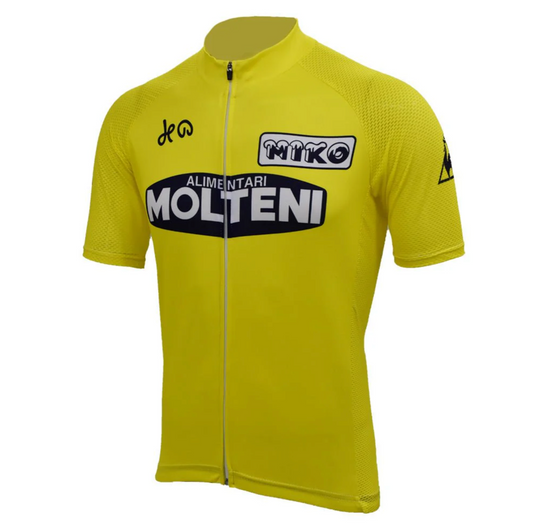 Maillot Cycliste Vintage Molteni Jaune 1974 - Vintage Cycling