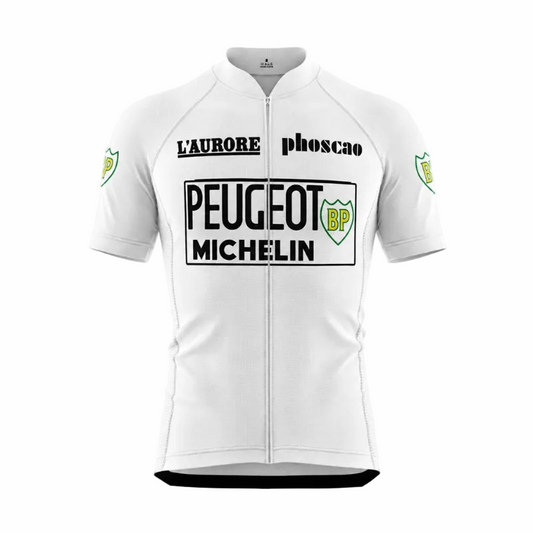 Maillot Vintage Classique Peugeot Tom Simpson Blanc Paris-Nice 1967 - Vintage Cycling