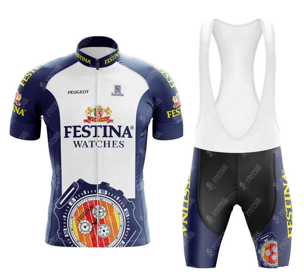 Tenue Cycliste Vintage : Maillot Tricot Du Rocher T4 + Cuissard T5