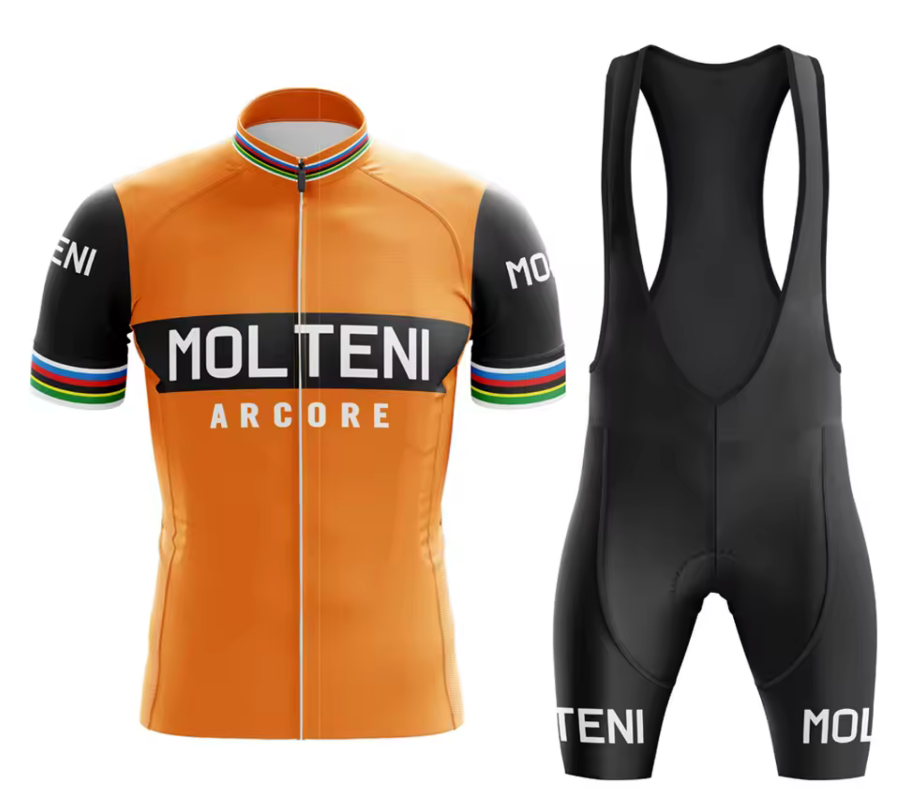 Maillot Cyclisme Vintage Aitos – Noir/orange/vert, Taille S, Demi-fermeture