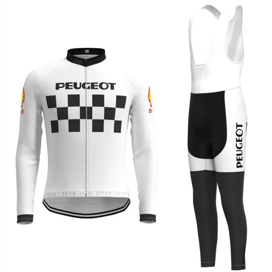 Maillot et Cuissard Classique Vintage Peugeot Manches Longues Doublé SHELL - Vintage Cycling
