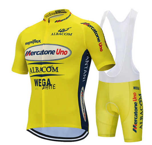 Maillot et Cuissard Cycliste Vintage Mercatone Uno – Albacom Jaune - Vintage Cycling