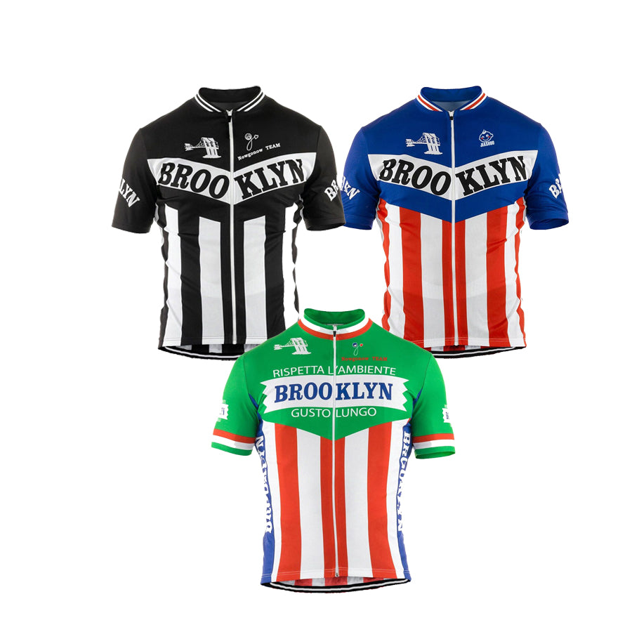 Maillot Classique Retro Brooklyn Noir / Vert / Bleu - Vintage Cycling