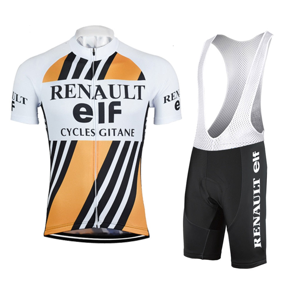 Maillot Classique et Cuissard Retro Renault ELF Orange - Vintage Cycling