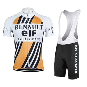Maillot Classique et Cuissard Retro Renault ELF Orange - Vintage Cycling